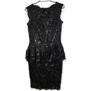 Tadashi Shoji Made in USA Elegant Black Lace Sleeveless Dress size 6